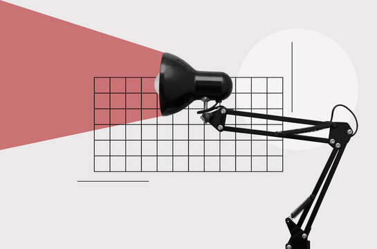 Mixed media collage with a retro style lamp