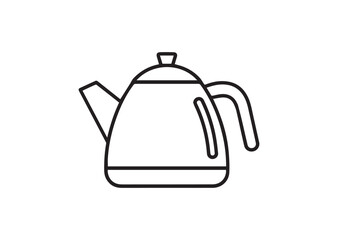 Obraz premium Kettle Line Icon, Tea Kettle Outline Vector Illustration, Minimal Kitchen Utensil Symbol, Black Stroke, Isolated on White Background