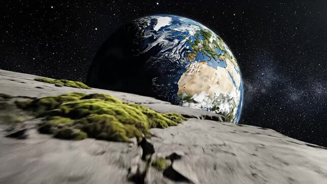 Earth View with Starry Space Background