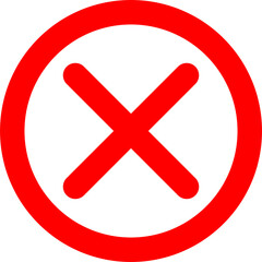 Obraz premium Red X mark in circle symbol for wrong, error, denial isolated on transparent background