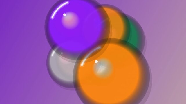 Colorful Bubbles Moving on Purple Background.