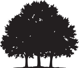 Fototapeta premium A minimalist illustration of three trees in silhouette against a plain white background