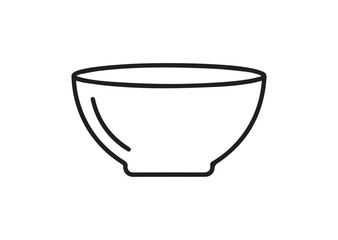 Bowl Line Icon, Kitchen Bowl Outline Vector Illustration, Minimal Flat Icon, Editable Stroke, Black Line, Isolated on White Background