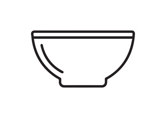 Bowl Line Icon, Kitchen Bowl Outline Vector Illustration, Minimal Flat Icon, Editable Stroke, Black Line, Isolated on White Background