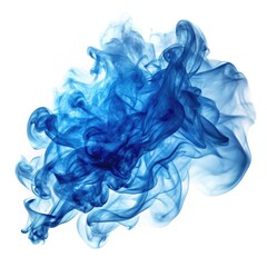 Abstract blue smoke cloud explosion isolated on white background.