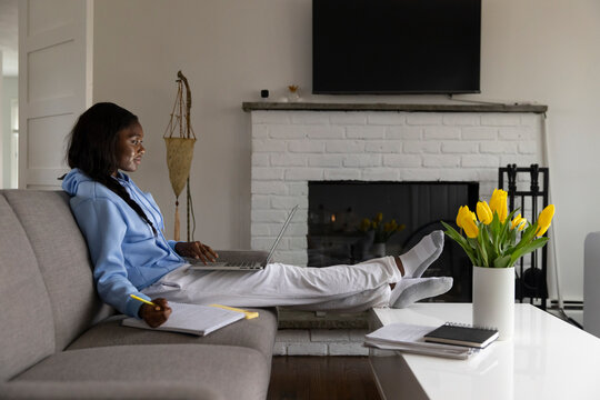 Student doing homework at home 