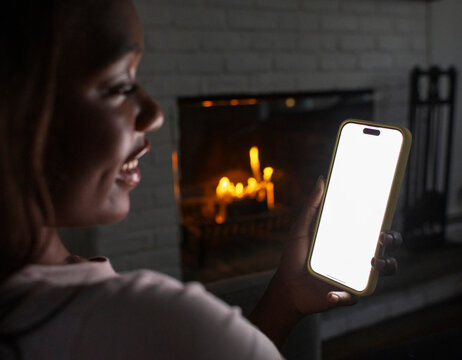 Girl stream videos on Mobile phone night