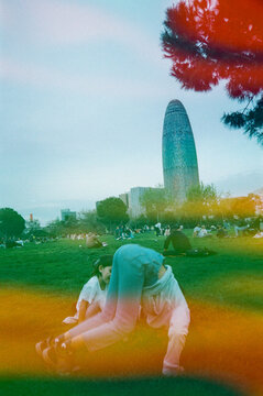 Kids playing in Barcelona, Spain. Film soup