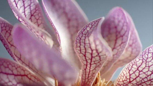 Extreme macro shot of flower details showcasing micro veins on petals in a botanical close-up view