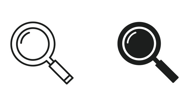 Simple Magnifying Glass Search Icon Set for Digital Interfaces