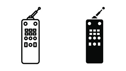 Remote Control Icon Set with Buttons and Antenna for Wireless Technology © Fahad
