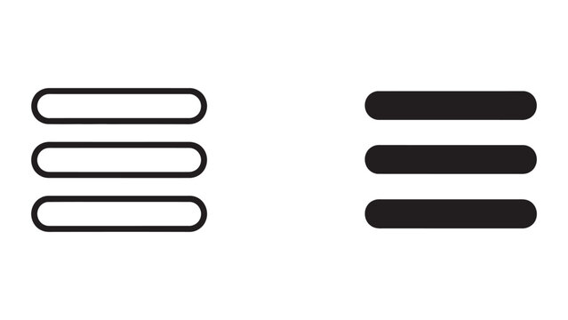 Horizontal Hamburger Menu Icon Set in Outline and Solid Design