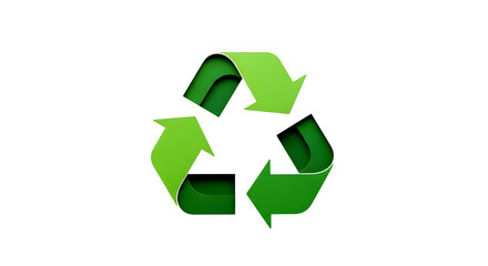 Bright Green 3D Recycling Symbol Isolated on a Solid Black Background