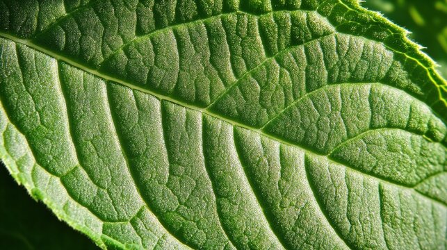 mesophyll. Close-up of leaf veins in sunlight, intricate natural patterns and botanical details. gardening catalogs, home-decor guides, designed for home decor and floral branding.