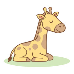 Cute Giraffe Sitting Cartoon Animal Illustration