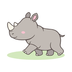 Cute Rhino Standing Cartoon Animal Illustration