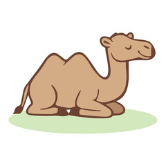 Cute Camel Sitting Cartoon Desert Animal Illustration