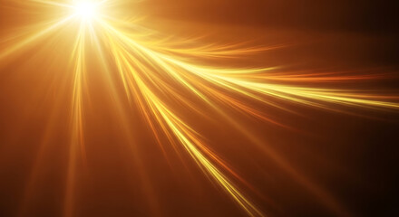 Obraz premium Golden bright light rays emanating from the top left corner of the image, creating an abstract warm glow and beautiful light effects