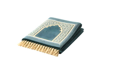 Folded Prayer Mat with Geometric Pattern: Serene Islamic Worship Concept in 8K
