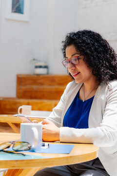 Woman taking a break in the office.