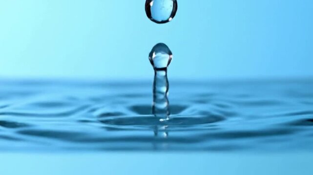 Macro Slow Motion Drop of Clear Serum on Water Surface