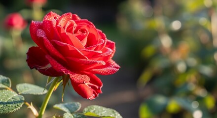 Fototapeta premium Beautiful Red Rose in Full Bloom.