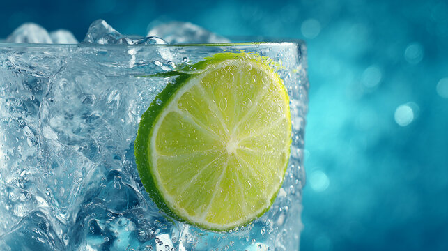 Refreshing lime drink with ice cubes a summer cocktail perfect for hot days and happy hour enjoyment