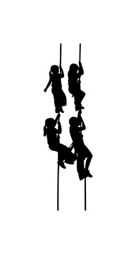 Set of 5 black pole dancer silhouettes vector