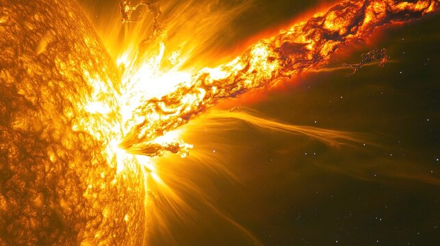 tendrils. Abstract solar surface erupting in color-shifting plasma tendrils from yellow to white. STEM education sheets, lab safety posters, designed for STEM education and laboratory safety posters.