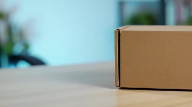 Plain Cardboard Packaging Box Mockup on Table