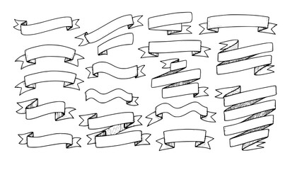 Doodle hand drawn ribbon and banner vector collection © MdMahfizur