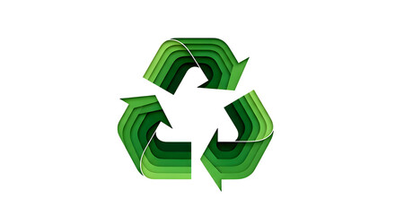 Obraz premium Eco-friendly Layered Paper Cut Green Recycling Symbol on Black Background