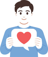 Cheerful Man Holding Heart Sign Outline Icon Set  Casual Gathering and Friendly Expression