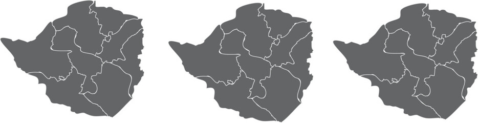 Zimbabwe map set political divisions isolated vector illustration
