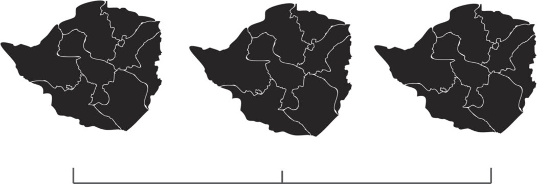 Zimbabwe map outlines set of three vector illustration