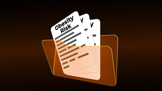 Obesity Risk Medical Research Folder, Adiposity Patient Records and Clinical Risk Assessment Documentation in Orange Folder