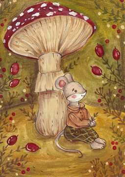 Illustration of a sitting mouse