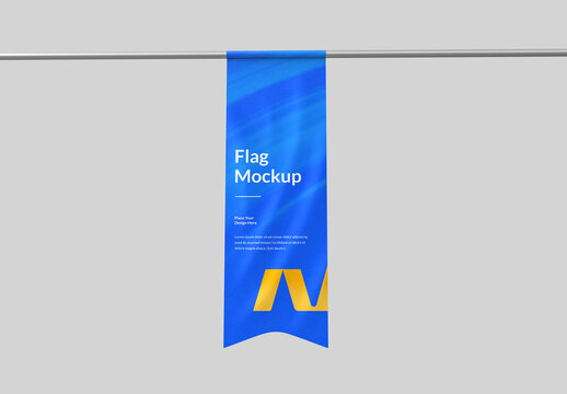 Realistic Hanging Flag Mockup