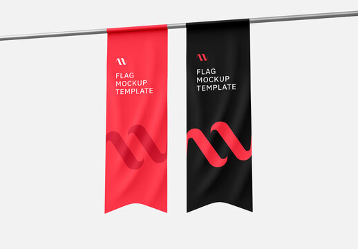 Two Flag Mockup Hanging Template