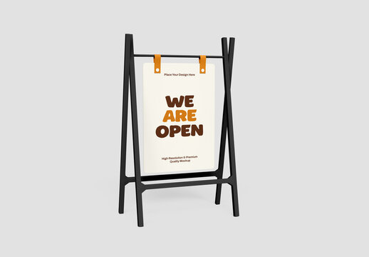 Modern A-Frame Sidewalk Sign Mockup