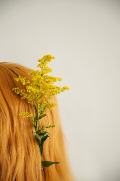 Blonde hair with yellow flowers 