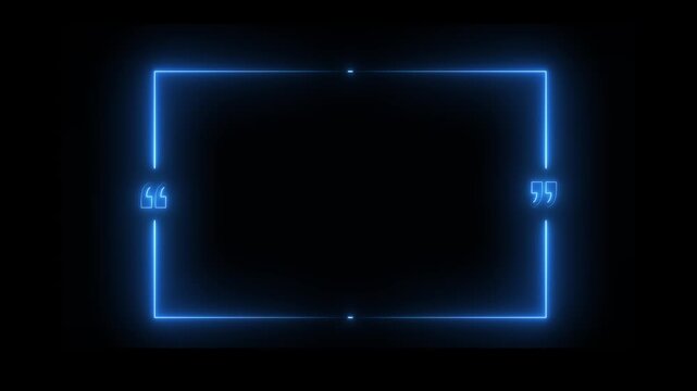 A minimalist neon glowing quote template animation isolated on black background