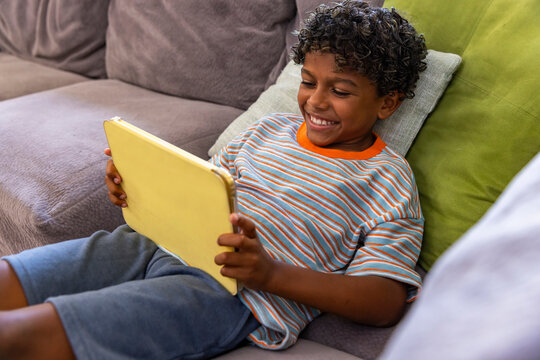 Black boy streaming video tablet computer