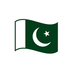 The national flag of pakistan waving with a green background