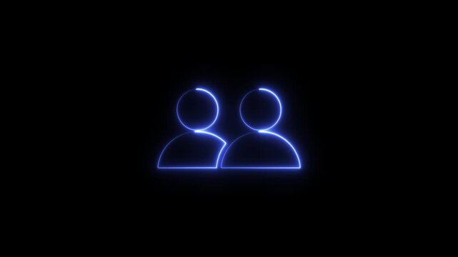 Glowing Neon Group Glyph Icon Animation on Dark Background