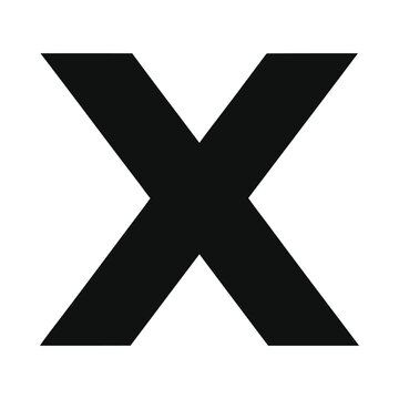 Black letter x symbol on, ui elements
