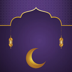Purple Islamic Crescent Moon Background Vector