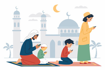 Featuring Jamaah Prayer Mosque Diverse Muslim Community Crisp High-Quality Stock Image