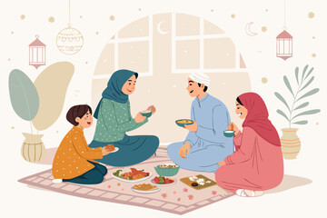 Vibrant Muslim Families Sitting Together The Floor Enj Creative Visual