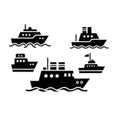 Obraz premium Set of Boats Silhouettes